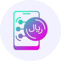 Saudi Riyal in Mobile Icon Minimal Gradient Style vector
