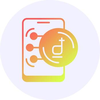Vietnamese Dong in Mobile Icon Minimal Gradient Style vector