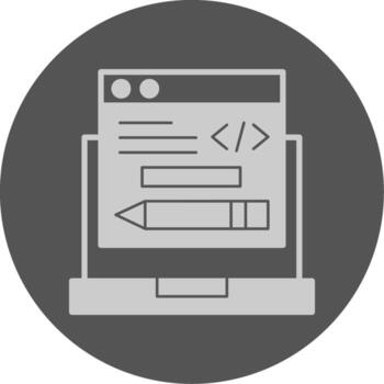 Edit Code Solid Grey Minimal Circle Icon vector