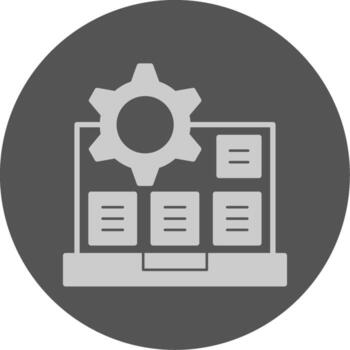 algoritmo sólido gris mínimo circulo icono vector