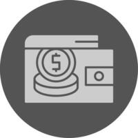 Wallet with coins Solid Grey Circle Icon vector