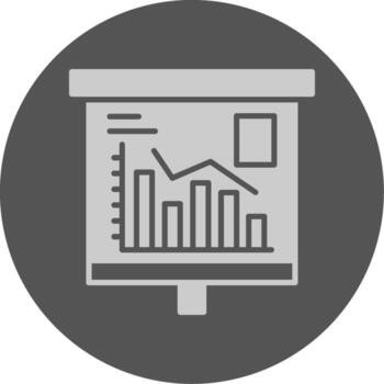 Declining Graph Solid Grey Circle Icon vector
