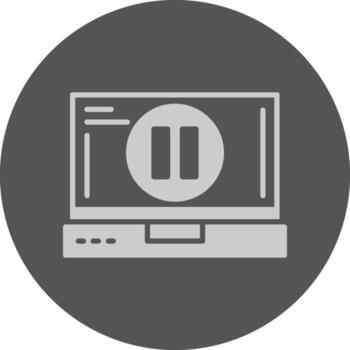 Pause Laptop Interface Solid Grey Circle Icon vector
