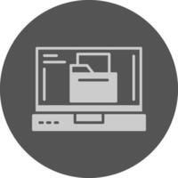 Folder Laptop Interface Solid Grey Circle Icon vector