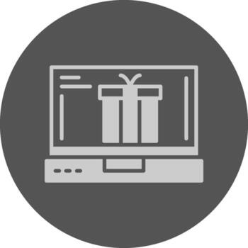 regalo ordenador portátil interfaz sólido gris circulo icono vector