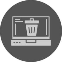 Trash Laptop Interface Solid Grey Circle Icon vector