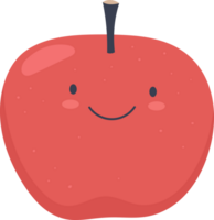 Cartoon depiction of a cheerful, rosy apple fruit with a friendly expression png
