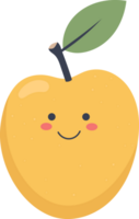 A smiling Asian pear with a leaf makes a cute fruit cartoon character. png