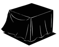 Mysterious Black Cube Covered with Drape Isolated on White Background vector