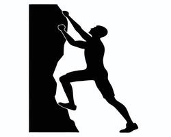Silhouette of a Man Rock Climbing on a Cliff Face vector