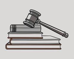 Gavel Resting on Stack of Books Depicting Law and Justice vector