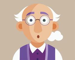 Cartoon Portrait of an Elderly Man with a Surprised Expression and Glasses vector