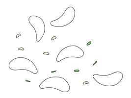Abstract shapes with black outlines and green fills on a white background vector