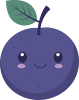 Cartoon fruit with a cheerful expression, complete with a leaf and stem. png