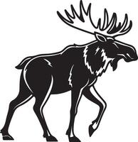Majestic Moose Strolling Through the Wilderness A Powerful Black and White Illustration of a North American Icon vector