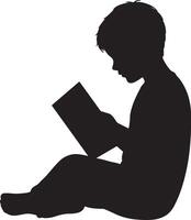 Serene Silhouette of a Child Immersed in Reading a Book, Enjoying Peaceful Solitude Indoors - Professional digital artwork with vibrant colors and detailed composition vector