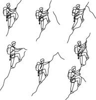 Adventurous Climbers Scaling Rugged Mountain Peaks A Seamless Pattern of Determined Hikers Ascending Steep Slopes with Backpacks vector