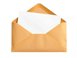 An open envelope with a white paper inside png