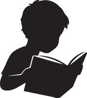 Serene Immersed in Reading a Book, Silhouette Illustration, Peaceful Atmosphere, Educational Concept - Professional digital artwork with vibrant colors and detailed composition vector