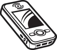 Sleek Black and White Mobile Phone Illustration A Stylish Device Displaying a Modern Interface - Professional digital artwork with vibrant colors and detailed composition vector