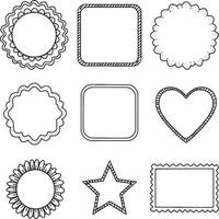 Nine Hand-Drawn Decorative Frames Charming Black and White Borders for Scrapbooking, Crafts, and Design Projects vector
