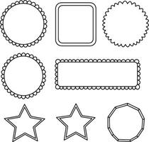 Eight Simple, Elegant Black and White Outline Frame Shapes for Scrapbooking and Design Projects - Professional digital artwork with vibrant colors and detailed composition vector