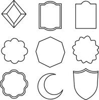 Collection of Elegant Black Outline Shapes Decorative Frames, Badges, and Symbols for Design Projects - Professional digital artwork with vibrant colors and detailed composition vector