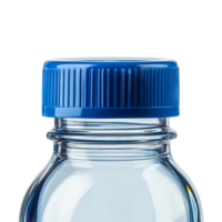 Blue Bottle Cap on Clear Bottle isolated on transparent background png