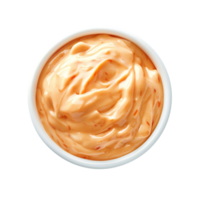 Bowl of sriracha mayo dip sauce isolated on transparent background png