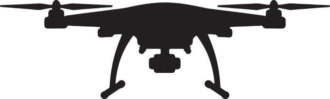 Powerful Black Drone Silhouette, Hovering in Mid-Air, Mysterious and Sleek Design, Ready for Flight, Technological Advancement vector