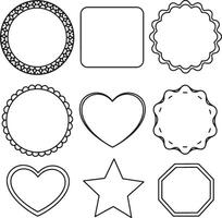 Nine Simple Black and White Outline Frames for Elegant Design Projects, Perfect for Scrapbooking, Cards, and Invitations vector