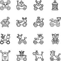Adorable Collection of Childrens Ride-On Toys and Playthings A Charming Line Art Set - Professional digital artwork with vibrant colors and detailed composition vector