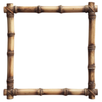 Empty horizontal bamboo frame isolated on transparent background png