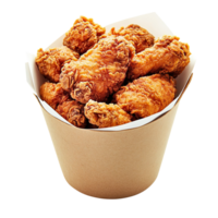 Fried chicken in paper bucket isolated on transparent background png