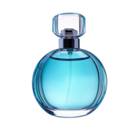 Elegant transparent bottle of blue perfume isolated on transparent background png