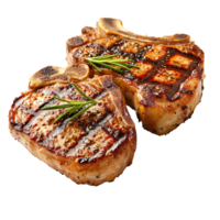 Grilled pork chops steaks isolated on transparent background png