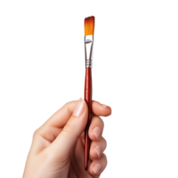 Hand holding a little paintbrush isolated on transparent background png