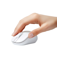 Hand clicking on computer mouse isolated on transparent background png