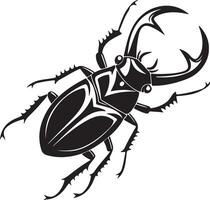 Striking Black and White Stag Beetle Illustration A Bold, Detailed Design of a Powerful Insect on White Background vector