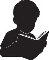 Child Immersed in Reading a Book, Silhouette Illustration, Peaceful Atmosphere, Educational Concept - Professional digital artwork with vibrant colors and detailed composition vector