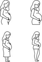 Serene Pregnant Women in Simple Line Art A Collection of Expectant Mothers in Peaceful Poses, Gentle Mood vector