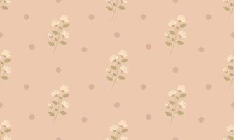 Minimal Hand-Drawn Seamless Rose Pattern with Stems and Leaves vector