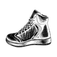 High top sneaker silhouette on white background vector