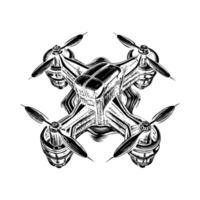 Drone silhouette on white background vector