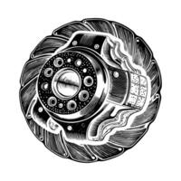Brake disc silhouette on white background vector