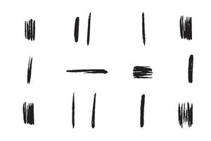 Set of abstract hand-drawn black ink brush strokes. Ideal for graphic design, textures, highlights, and art. High-resolution clipart elements for creative digital or print media use. vector