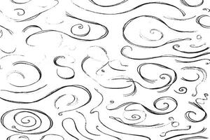 Seamless abstract background with hand-drawn swirl and wind patterns in black ink. Ideal for design, print, and digital art projects. High-resolution artistic doodle pattern on white. vector
