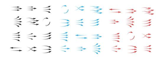 Arrow collection displaying fluid motion and flow in various directions and styles vector