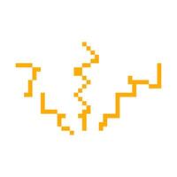 Mosaic pixel art exclamation mark symbol in bright orange with retro sprite design vector
