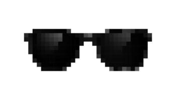 Mosaic pixel black sunglasses icon in retro 8 bit style with minimalistic design vector